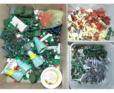 A quantity of plastic soldiers by Airfix Ambulance, includes NATO Ground Crew, airplanes, vehicles, lot also includes some Da