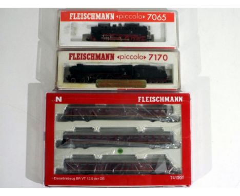 Model Railways - Fleischmann - three boxed N gauge steam locomotives 7065 2-8-4 steam locomotive, 7170 4-6-2 steam locomotive