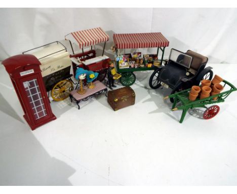 Doll's House Accessories - a collection of good quality miniature models to include a miniature sweet cart complete with conf