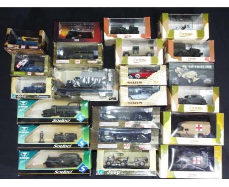 Diecast - 22 diecast vehicles by Solido, Ixo, Victor and others in 1:43 scale predominantly military vehicles, items appear t