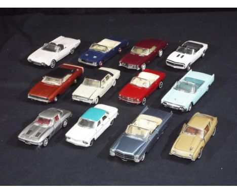 Diecast - Franklin Mint - a collection of twelve unboxed 1:43 scale Franklin Mint American Cars of the 1960's and two Frankli