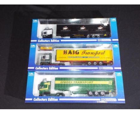 Diecast - three 1:50 scale trucks by Universal Hobbies in original boxes, trucks appear to be in near mint to mint condition 