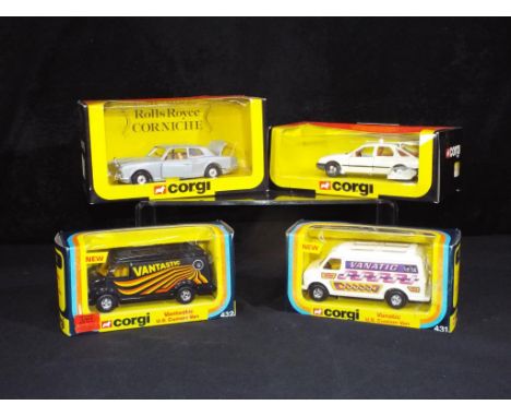 Diecast - Corgi - four boxed vintage Corgi vehicles, including 451 Ford Sierra Taxi, 279 Rolls Royce Corniche, 431 Vanatic an