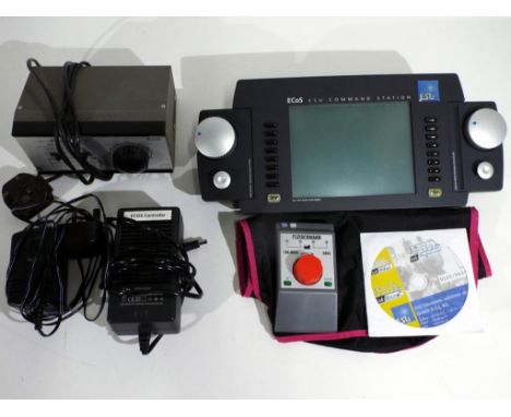 Model Railways - ECOS ESU Command Station with software disk and two controllers, item untested but appears to be in excellen