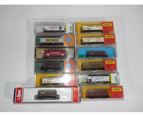 Model Railways - Lima, Atlas, Minitrix and other - a collection of twelve boxed items of  N gauge rolling stock, includes Arn