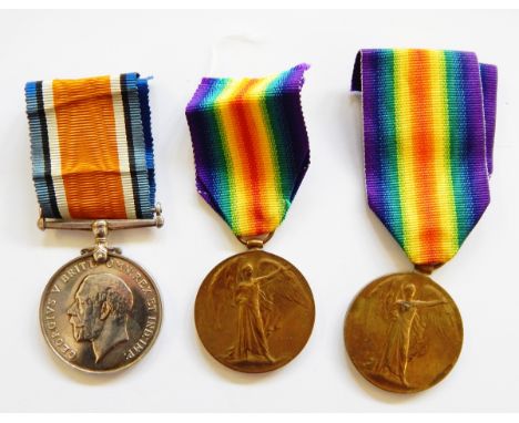 WWI War medal named to '10813 PTE F E KEY Glouc R', Victory medal named to '36772 PTE F W FINDEN Glouc R' and Victory medal n