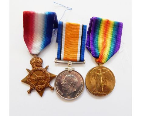 WWI 1914-15 Star, War medal and Victory medal to 'First Day of Loo's Casualty', the medals are named to '13914 PTE A O CALLAG