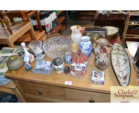 A quantity of miscellaneous china to include mantel clock and a Royal Worcester egg coddler 