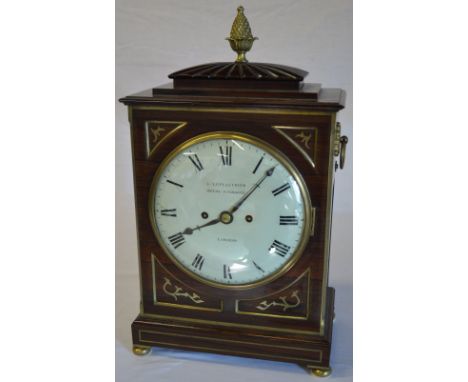 George III / Regency rosewood and brass repeating bracket clock, the dial marked L Leplastrier, Royal Exchange, London, with 