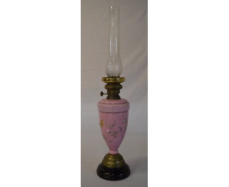 Oil lamp with a pink floral base