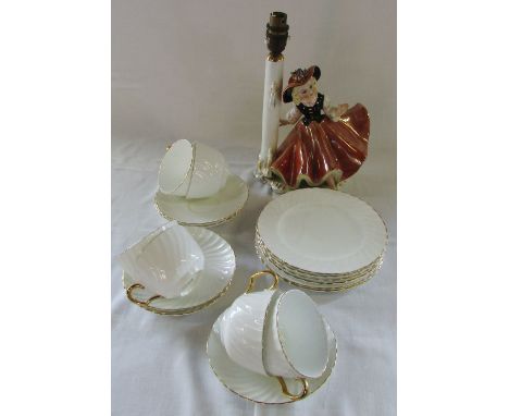 Bone china part tea service & porcelain figural lamp base