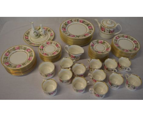 A large Royal Worcester 'Royal Garden' part dinner / tea service including dinner plates, teapot, cups, saucers etc 