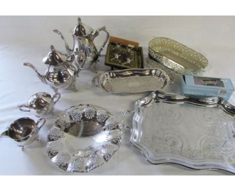 Selection of silver plate inc tea service