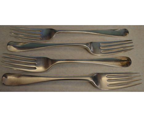 3 matching Victorian silver forks, London 1882 and one odd silver fork (4 total)  total approx weight 5.2ozt 