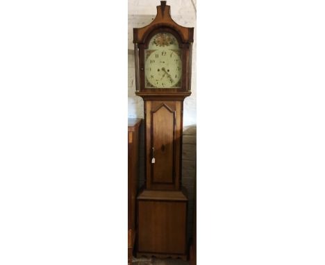Georgian 8 day longcase clock with oak &amp; mahogany case &amp; painted dial H 212cm