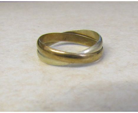 9ct gold crossover band ring size R weight 2.7 g