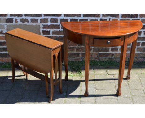 Demi lune table and a small gate leg table