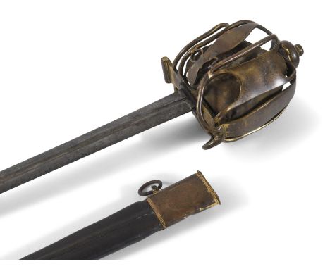 A 1798 PATTERN OFFICERS HIGHLAND BASKET HILTED BROADSWORD. With an 81cm pointed, double sided and partially fullered broadswo