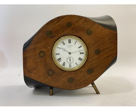 A1920'S OAK PROPELLER CLOCK BY BENSON. The central section of  a propeller with eight fixing holes, marked indistinctly in a 