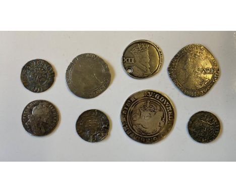 EDWARD VI AND CHARLES I SHILLLINGS AND OTHER HAMMERED COINS. An Edward VI Shilling, facing bust with rose and XII, mm y for 1