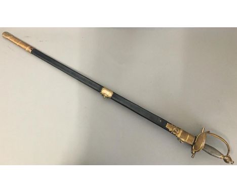 A 1796 HEAVY CAVALRY PATTERN SWORD AND SCABBARD. With an 82.5cm spadroon blade by Runkel, the single sided blade fullered wit