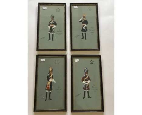 A SET OF FOUR INDIAN ARMY STUDIES BY 'CARAN ROUGE' Four framed and glazed uniform studies of officers in Indian Regiments, ea