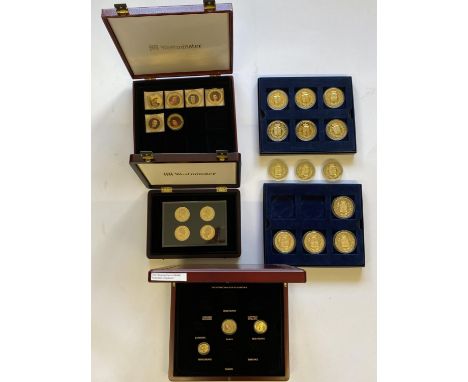 MONARCHY RELATED COLLECTORS SETS AND ISSUES. Four Elizabeth II Tristan Da Cuna gilt and pictorial 50 pence coins 'The Diamond