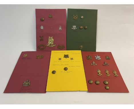 A COLLECTION OF POST 1922 INDIAN ARMY STATE FORCES INSIGNIA. A varied collection of buttons, badges and a patch for: Faridkot