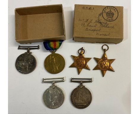 A FIRST/SECOND WORLD WAR GROUP OF SIX TO THE ROYAL NAVY. A Great War 14-20 War Medal and Victory Medal named to K44663 F. J. 