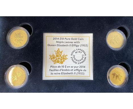 A ROYAL CANADIAN MINT FOUR COIN GOLD 'EFFIGIES' SET. An Elizabeth II Canadian Mint four coin 'Effigies Gold Coin Collection' 