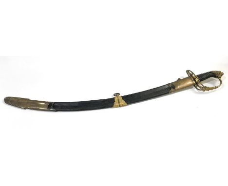 AN EARLY 1803 REGULATION LIGHT COMPANY SABRE. With a 79.5cm curved and pointed single sided blade partially blued and decorat