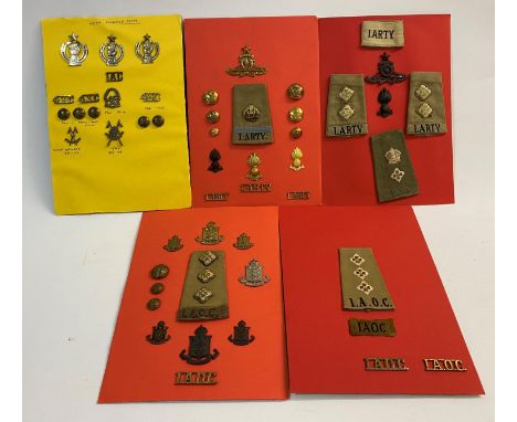 A COLLECTION OF POST 1922 INDIAN ARMY CORPS INSIGNIA. A good collection of Indian Army Ordnance Corps badges, buttons and tit