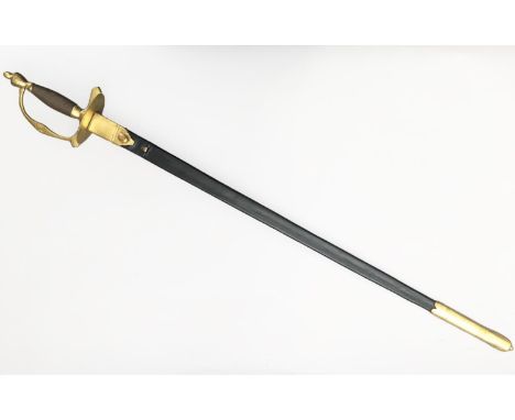 A RARE ROYAL ARTILLERY OFFICER'S SPADROON. With an 80cm straight, undecorated and fullered blade with pointed tip, with an ov