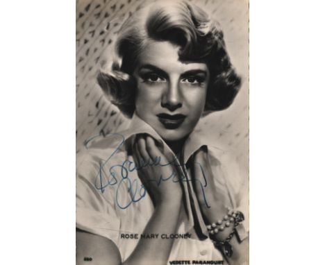 Rosemary Clooney signed vintage 5.5x3.5 inch black and white photo. Good condition. All autographs come with a Certificate of