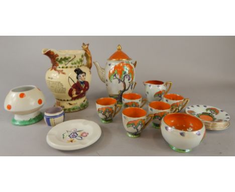 A quantity of ceramics, to include a Carltonware lustre part tea service, a Shelley Mabel Lucie Atwell inspired toadstool sha