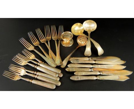 Various silver plated railway flatware, to include six LMS hotels table forks, a set of six Royal Victoria Hotel, Sheffield f
