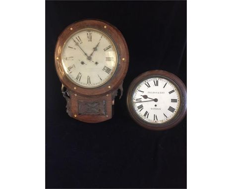A Drop Dial wall clock and one Dallaway & Sons wall clock (no glass)