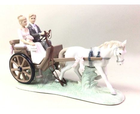 NAO FIGURE GROUP OF A GIRL ON BENCH WITH DOVES, ALONG WITH FURTHER FIGURES comprising Lladro bride and groom, Lladro gray imm