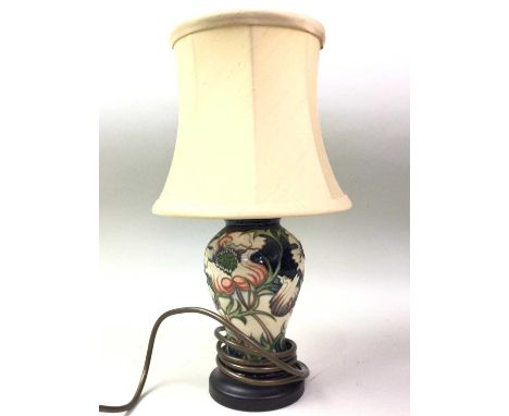 MOORCROFT VASE, later converted to a lamp, complete with shade36cm high (including shade)No signicant damage or repairs notic