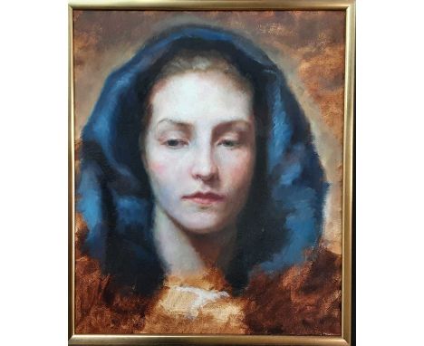 SCOTTISH SCHOOL (20TH CENTURY), FEMALE PORTRAIT acrylic on boardframed44cm x 39cm overall