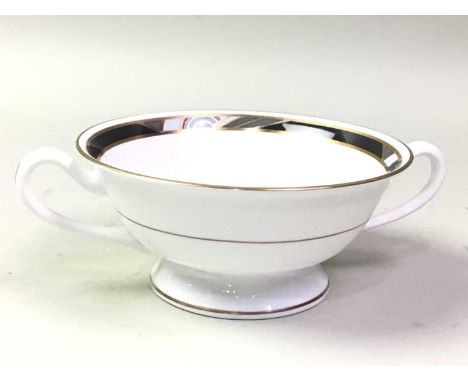 ROYAL WORCESTER DINNER SERVICE, RAFFLES PATTERN  including cups, saucers, soup bowls, plates and cream jug
