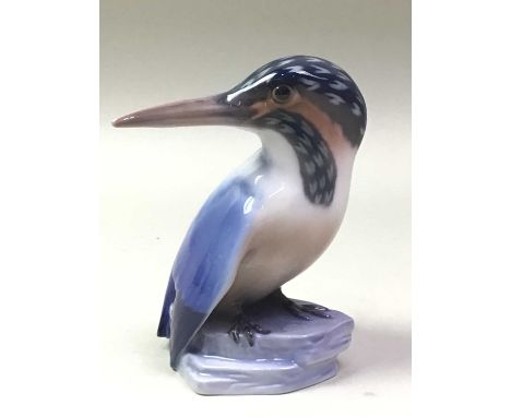 BING & GRONDAHL PORCELAIN FIGURE OF A KINGFISHER, ALONG WITH OTHER FIGURES  comprising a Royal Copenhagen figure of a rooster