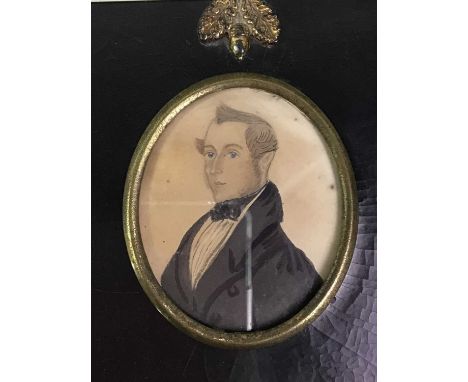 MINIATURE PORTRAIT OF A GENTLEMAN, watercolour, along with three plaqueseach framedportrait 12cm x 10cmQty: 4