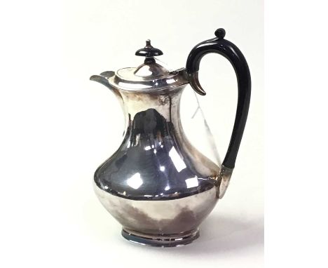 SILVER PLATED WATER JUG, AND OTHER ITEMS the jug with ebonised wood handle, along with a plated cake basket, entree dish and 