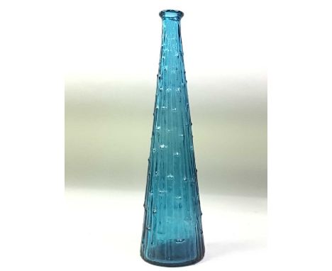 WHITEFRIARS STYLE GLASS VASE, AND OTHER ITEMS of tapered form in turquoise, stamped Made in Italy, along with a large pink gl