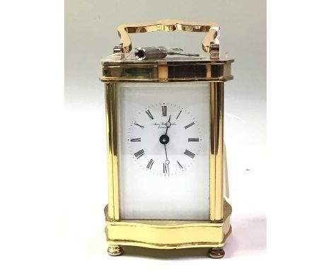 BRASS CARRIAGE CLOCK, AND A WALNUT MANTEL CLOCK  the carriage clock by James Ritchie &amp; Son, Edinburghcarriage clock 13cm 
