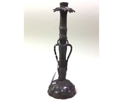 JAPANESE BRONZED FIGURE, ALONG WITH FURTHER ITEMS the figure modelled as an old man seated, along with a lamp base modelled a