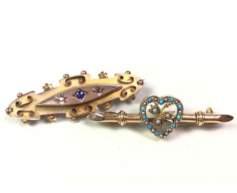 FIVE BAR BROOCHES, four of the brooches marked for nine carat gold, set with opal, turquoise and coloured gemstonesQty: 13.17