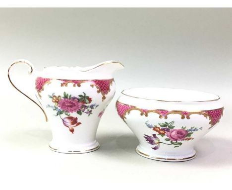 AYNSLEY PART TEA SERVICE, decorated with summer flowers, including plates, saucers, sugar, cream and cups