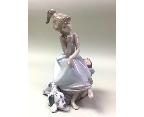 LLADRO FIGURE OF CHIT CHAT GIRL, ALONG WITH OTHER FIGURES  comprising a Nao figure and two continental figureslargest 20cm hi